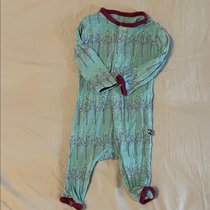 Kickee Pants Tree Print Kids Footie in Green and Red